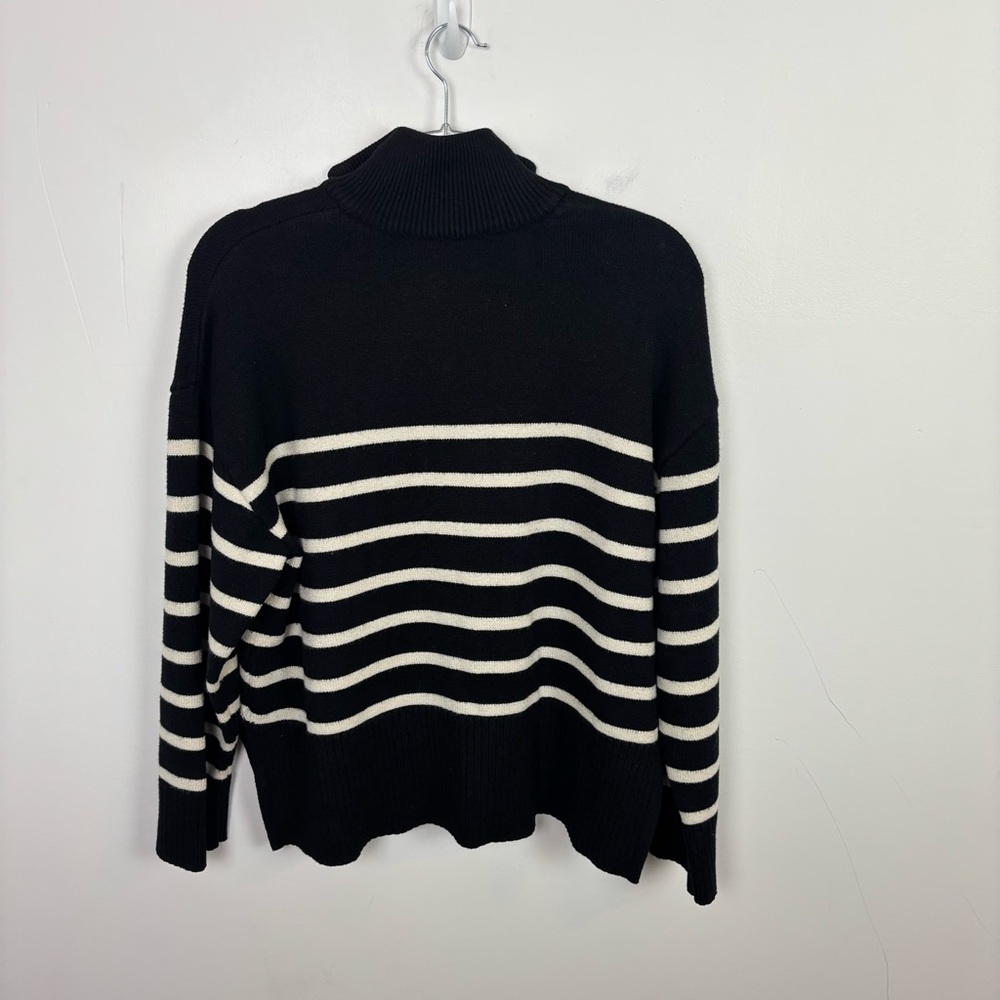 Zara Black & White Quarter Zip Pullover Sweater Size Medium - Picture 12 of 13